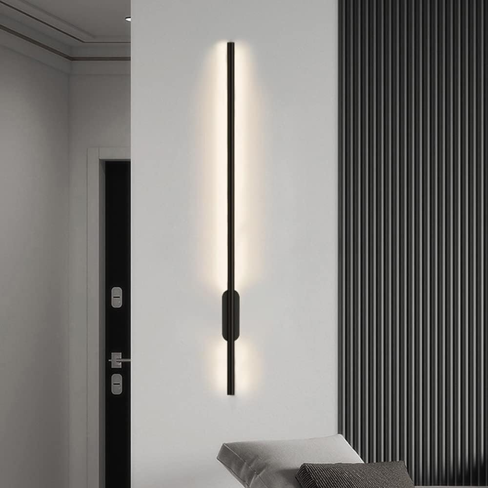 Modern Decoration Minimalist LED Linear Wall Indoor Black Long Strip Wall Mounted Light Fixture Contemporary Bathroom Vanity Lighting,Adjustable wall light fixture