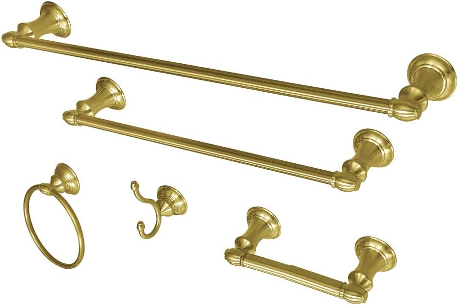 Kingston Brass BAHK2612478BB Provence Bathroom Hardware Set, Brushed Brass, 24 x 3.5 x 2.56