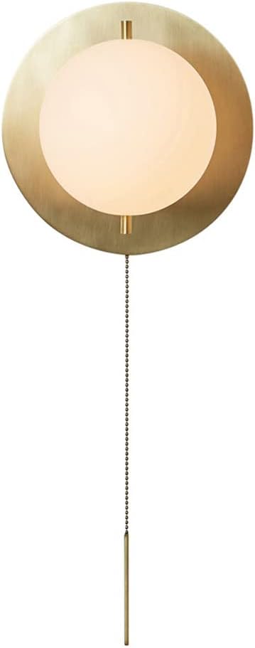 Glass Pull Wall Light Mid Century Globe Wall Sconce Copper Wall Lamp, Modern Wall Mount Lighting Fixture Brass Headboard Lamps for Living Room Bedroom Bedside Corridor