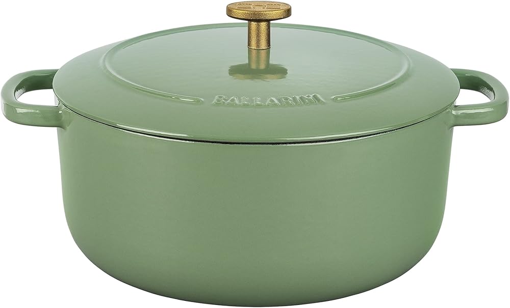 Ballarini Bellamonte Cast Iron Dutch Oven with Lid 4.25-qt, Serves 3-4, Saggio Green