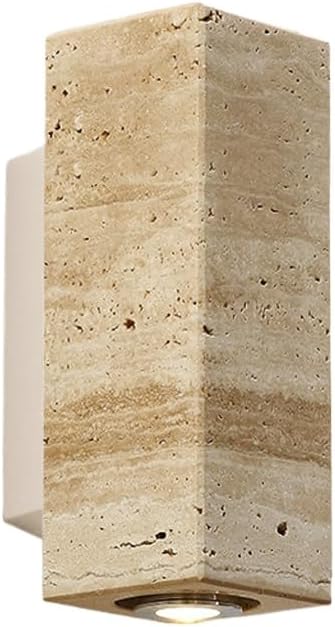 Natural Stone Wall Sconce LED Cylinder Indoor Hallway Wall Light Vintage Marble Farmhouse Mid Century Modern Wall Mounted Lamp for Bedroom Bedside Living Room Bathroom Home Entrance