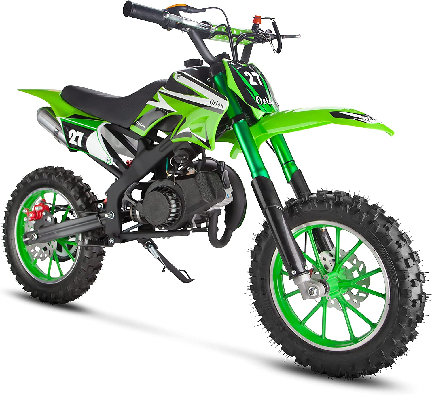 Chepei 49cc Dirt Bike for Kids, 2-Stroke Mini Dirt Bike Pit Bike for Kids Off Road Gas Motorcycle for Kids 8-14 Green, Christmas Kids Gifts