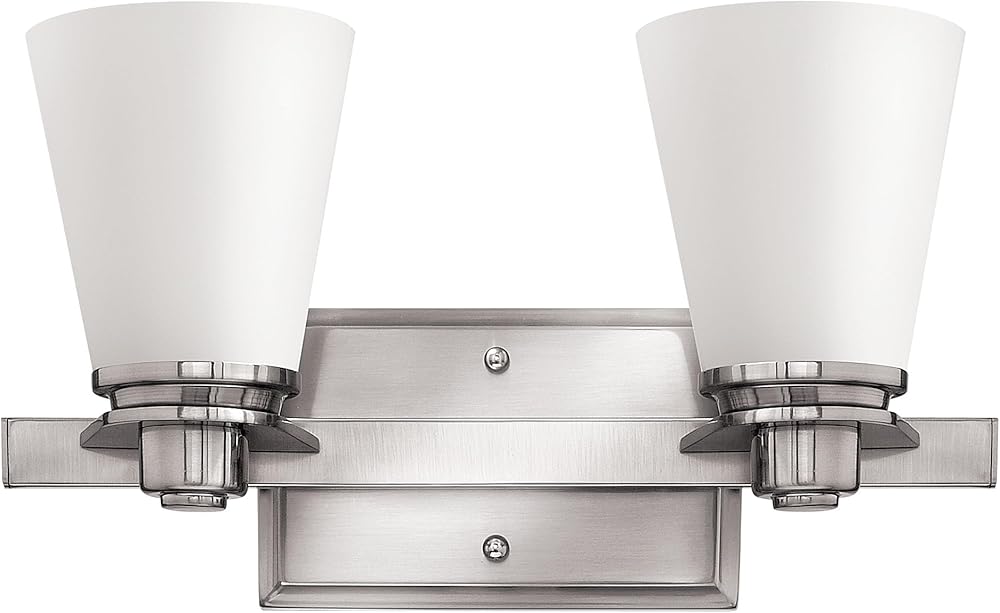 Hinkley Avon Collection Traditional Two Light Bathroom Vanity Fixture, Brushed Nickel