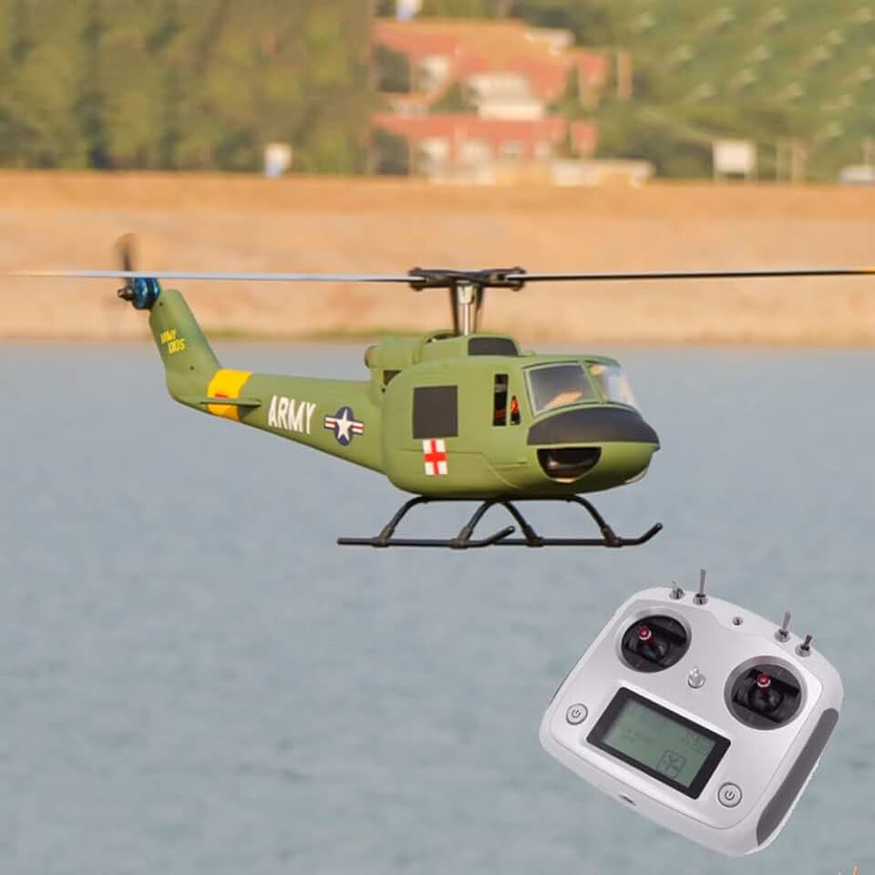 Brushless Motor RC Helicopter American Fighter UH-1, Large Electric Remote Control Aircraft Jet Model, 3D Altitude Hold RC Airplane 470 Class with H1 Flight Control GPS Xmas Gift