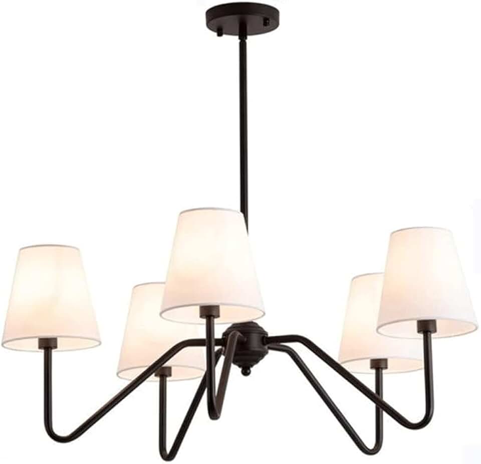 5-Light Industrial Style Dining Room Chandelier Vintage American Chandelier Modern Living Room Bedroom Chandelier, Chandeliers for Dining Room Black Farmhouse Kitchen Lights