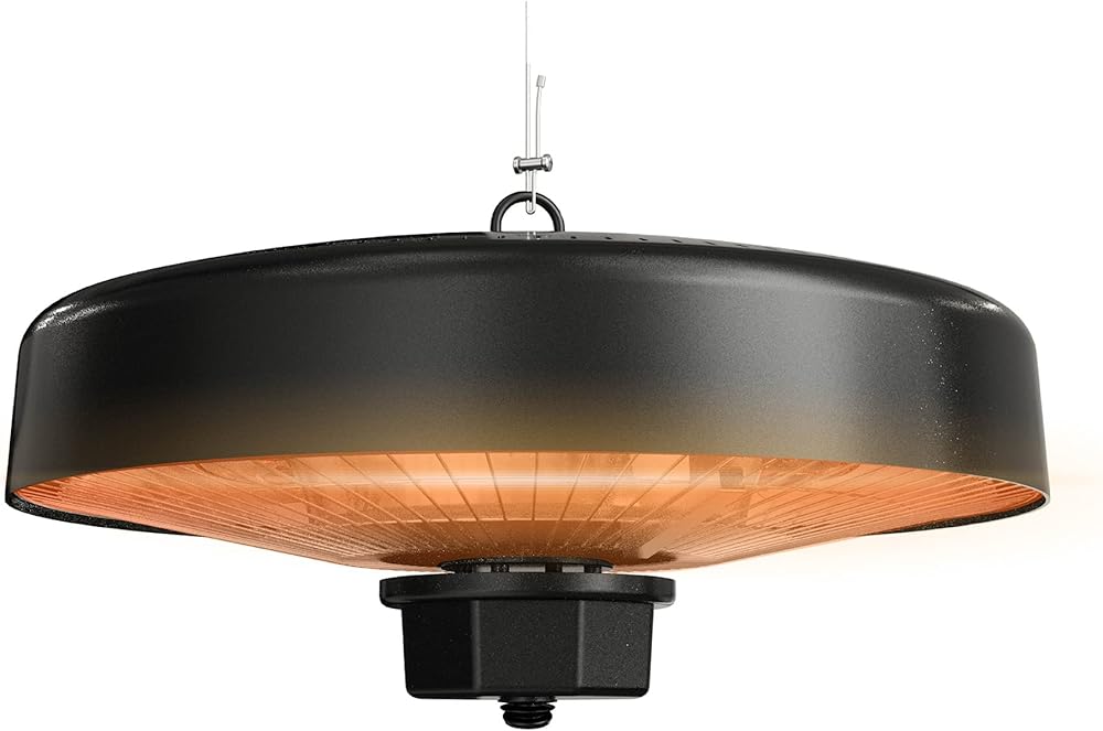 EAST OAK Patio Heater 1500W, Ceiling Electric Heater with Remote, Hanging Outdoor Heater with IP65 Waterproof and Dustproof, Tip-over & Overheating Protection, 2 Heat Settings Infrared Heater