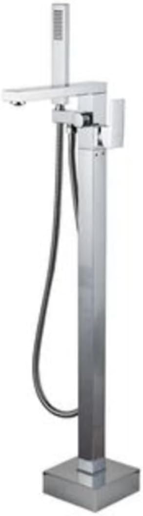 Waterfall Bathtub Faucet Floor Standing, Freestanding Bathtub Faucet, Brass Single Handle Bathroom Faucet with Handheld Showerhead (Freestanding Waterfall, Black)