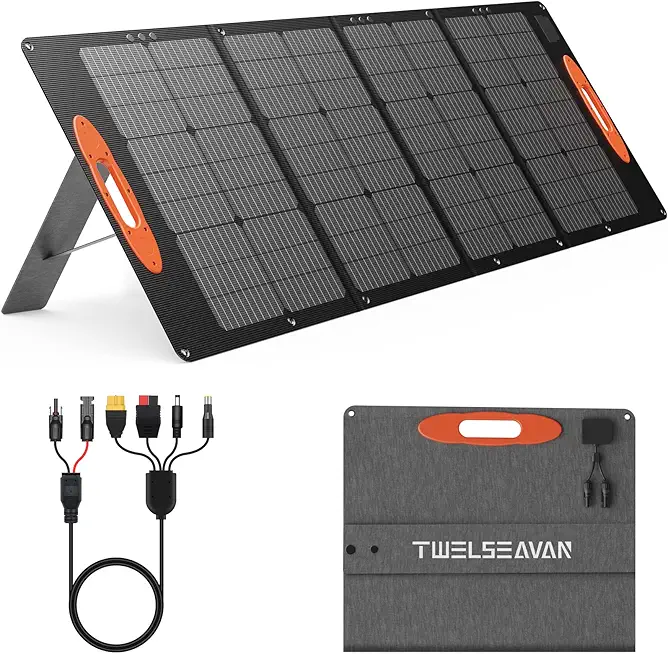 160W Solar Panel for Jackery/EF/Bluetti/Anker/Goal Zero Power Station, IP68 Waterproof 23.5% Efficiency ETFE Portable Foldable Solar Charger with Adjustable Kickstand for Outdoor Camping