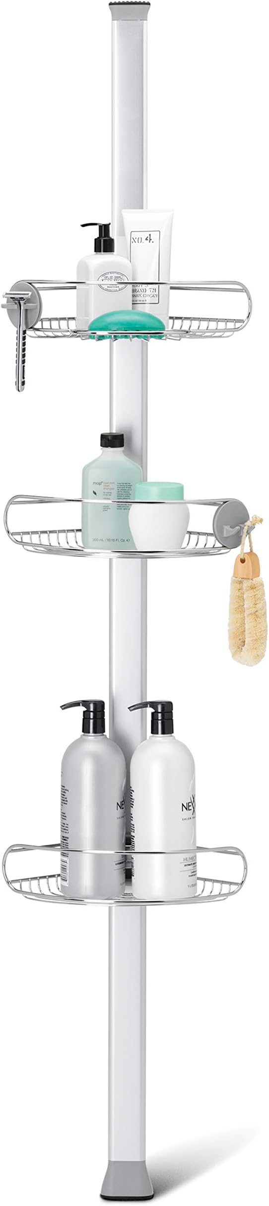 simplehuman 8' Tension Pole Shower Caddy, Stainless Steel and Anodized Aluminum