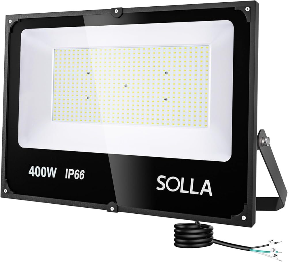 400W LED Flood Light Outdoor, 40000lm 6000K Daylight White, 2400W Equivalent Super Bright FloodLight, IP66 Waterproof Commercial Lighting for Sports Fields, Counts, Arena, Stadium 110-265V