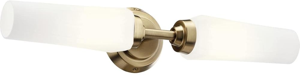 Kichler, Truby 19.75 Inch 2 Light Vanity Light with Satin Etched Cased Opal Glass in Champagne Bronze, 55074CPZ