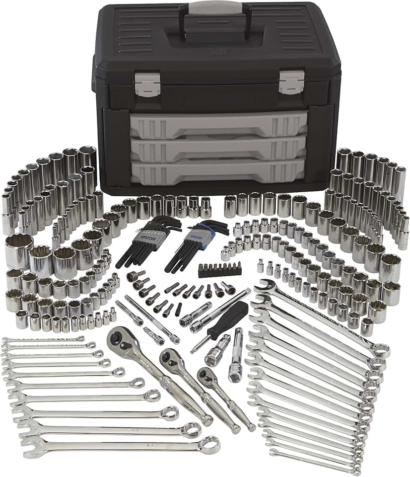 Klutch Mechanic's Tool Set - 245-Pc. 1/4in. 3/8in. and 1/2in. Drive