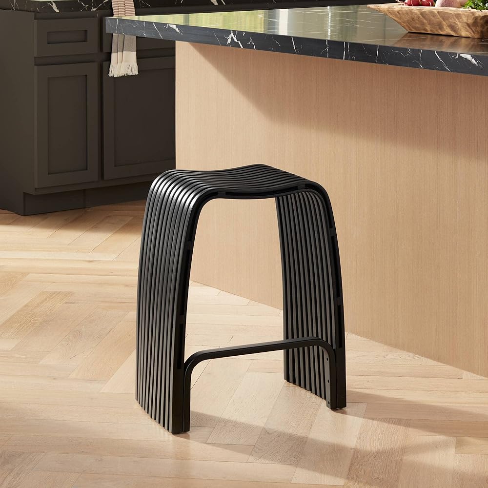 Studio 55D Verana Bent Bamboo Bar Stool Rich Black 24