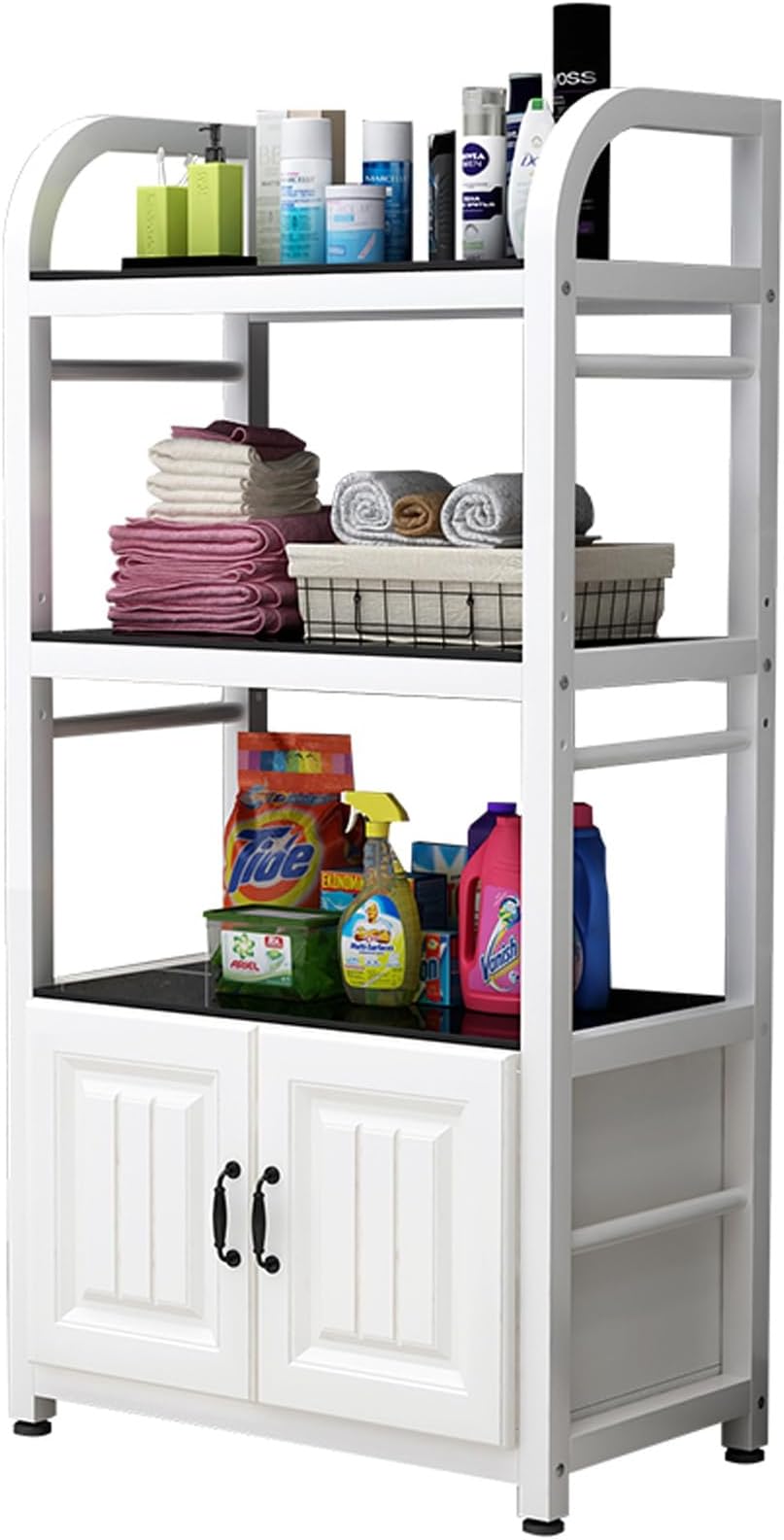 Bathroom storage cabinet small spaces pantry storage cabinet with doors kitchen storage cabinets with doors bathroom floor cabinet small space for towels storage bin for bathroom kitchen bedroom ( Col