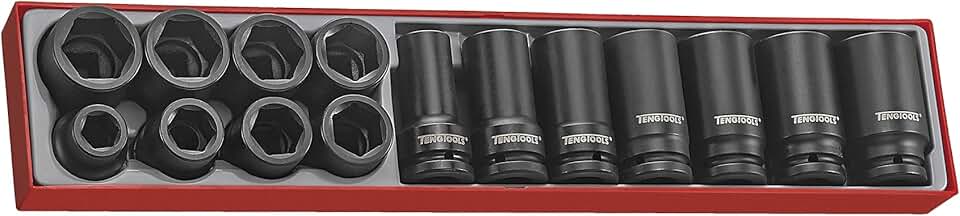 Teng Tools 15 Piece 3/4 Inch Drive 6 Point Regular & Deep Impact Socket Set - TTX9415