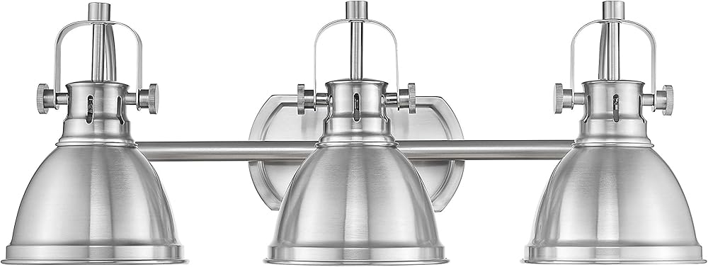 Emliviar 3-Light Bathroom Vanity Light Fixture, Brushed Nickel Finish with Metal Shade, 4054S