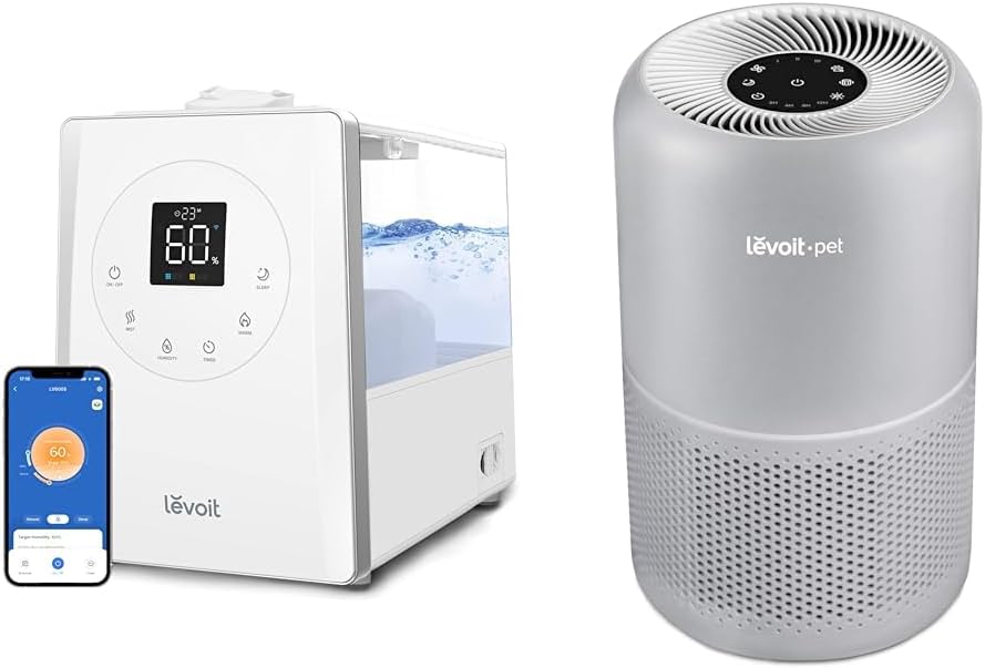 LEVOIT LV600S Smart Warm and Cool Mist Humidifiers for Home Bedroom Large Room & Air Purifiers for Pets in Home Large Room and Bedroom, Efficient Activated Carbon Filter