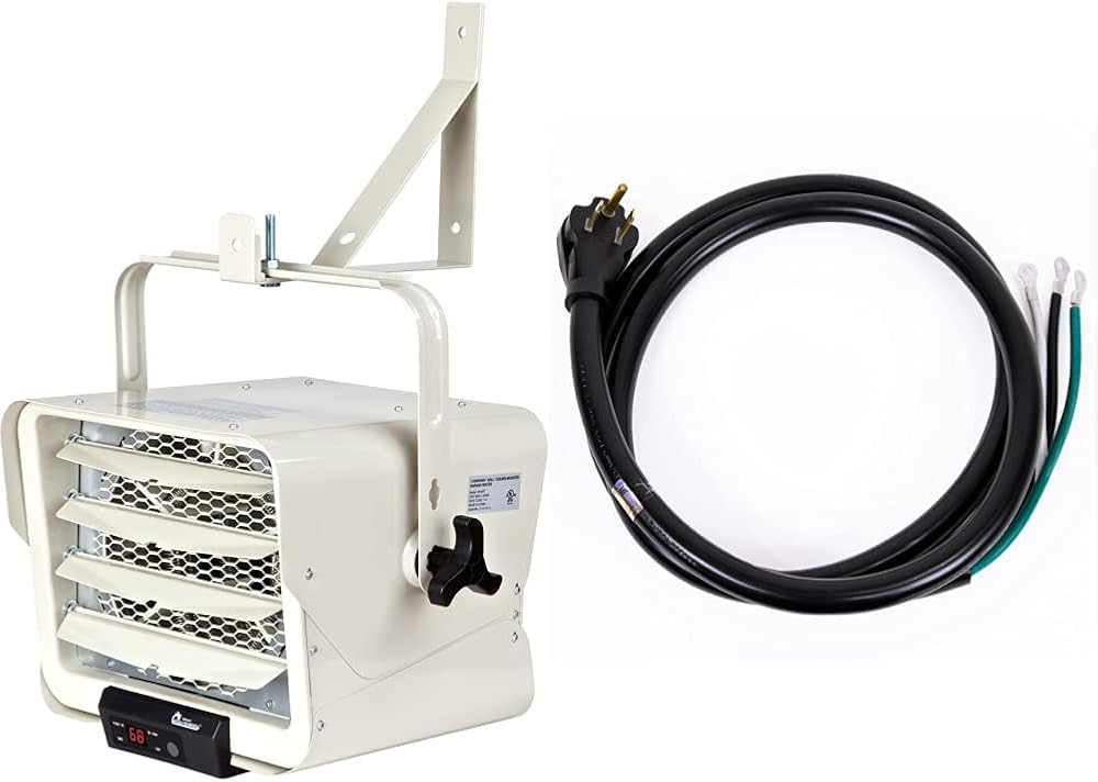 Dr. Infrared Heater DR-975 7500-Watt 240-Volt Hardwired Shop Garage Electric Heater & Dr Infrared Heater DR-PS101, 9-Feet 50A Power Cord, Black