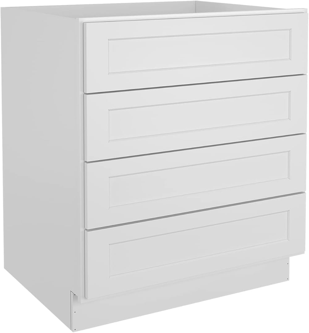 LOVMOR Kitchen Base Cabinets, Drawer Base Cabinet, 4-Drawer,Soft Close Hardware, 24 x 30 x 34.5 inch