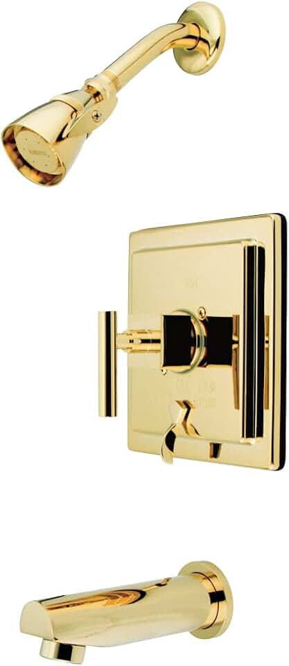 Kingston Brass KB86520CQL Claremont Tub and Shower Faucet, 6-Inch Spout Reach, Polished Brass