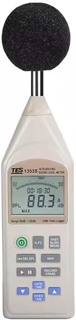 TES-1353S Integrating Sound Level Meter TES1353S Noise Meter Tester 30 to 130dB Measurement Ranges | 60dB Dynamic Range | 0.1dB Resolution | A&C Frequency Weighting | 31.5 Hz to 8KHz | TES 1353S