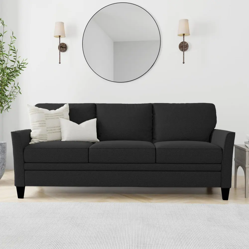Mainstays Auden 3 Seat Classic Modern Sofa, Black