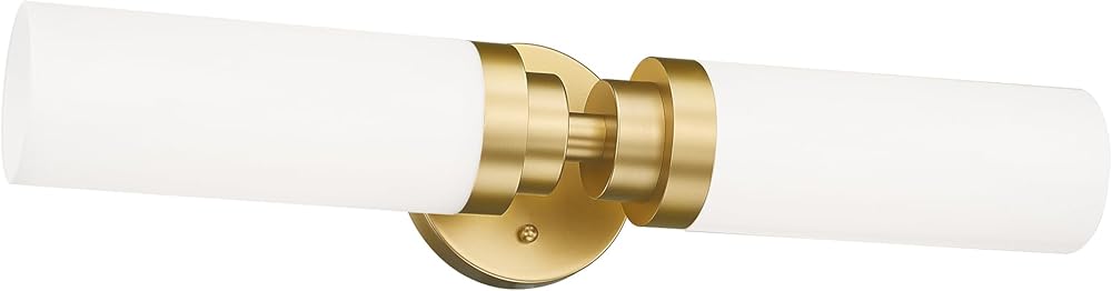 Emak Gold Vanity Lights for Mirror, 2 Light Bathroom Light Fixtures Over Mirror, Modern 22 Inch Wall Sconces with Milk Glass Shade for Bathroom, Bedroom, Hallway, VL085-GD-ML-2