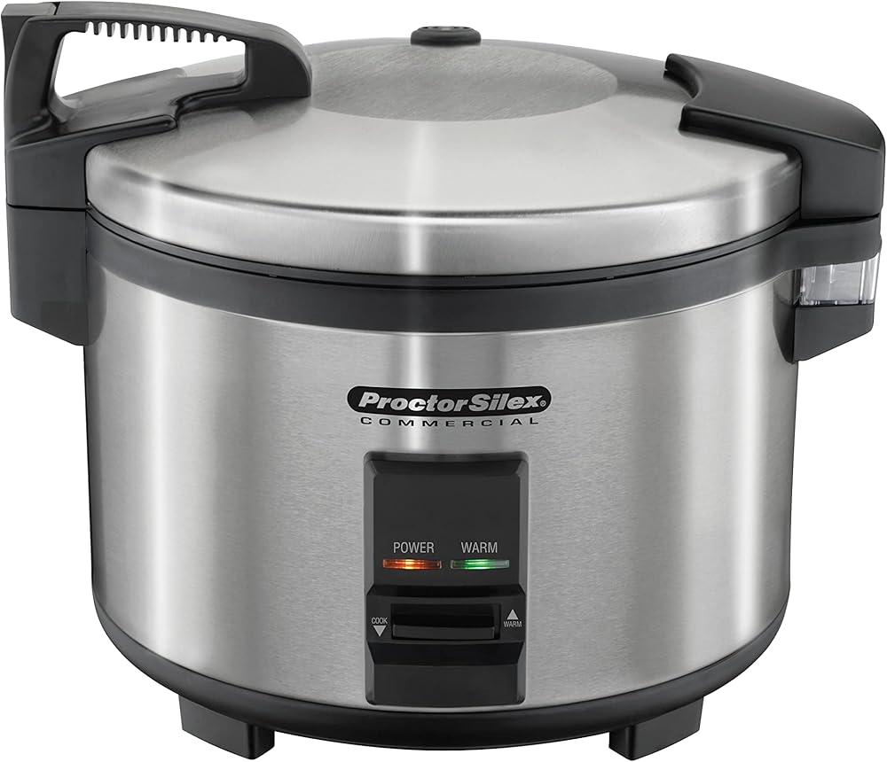 Proctor Silex Commercial 37540 Rice Cooker/Warmer, 40 Cups Cooked Rice, Non-Stick Pot, Hinged Lid, Stainless Steel Housing