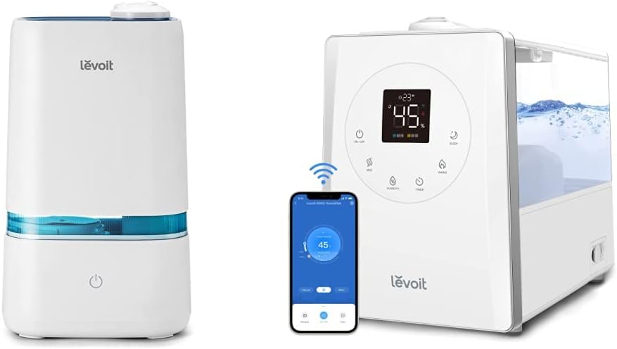 LEVOIT 4L Humidifiers for Bedroom Large Room & Essential Oil Diffuser & LEVOIT Humidifiers for Bedroom Large Room, 6L Warm and Cool Mist Top Fill Air Vaporizer for Home
