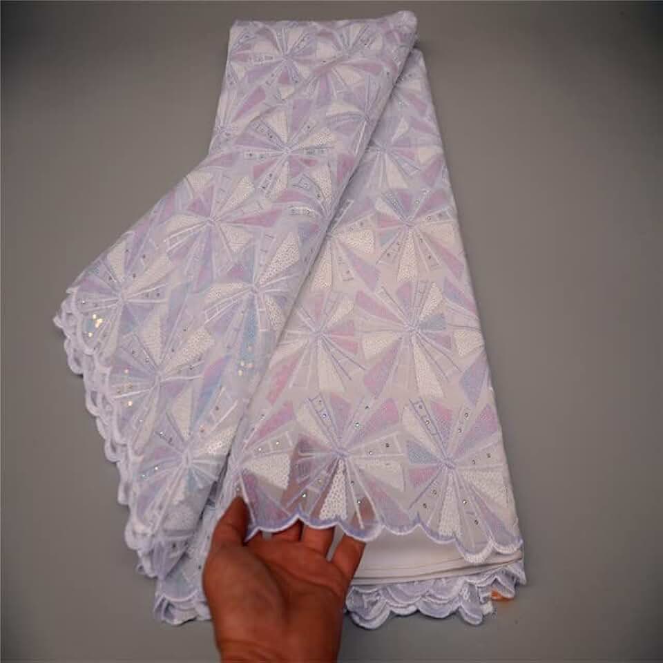 African Sequins Embroidery Tulle Lace Fabric Green Color African 5Yard for Wedding Dress FLP-1217