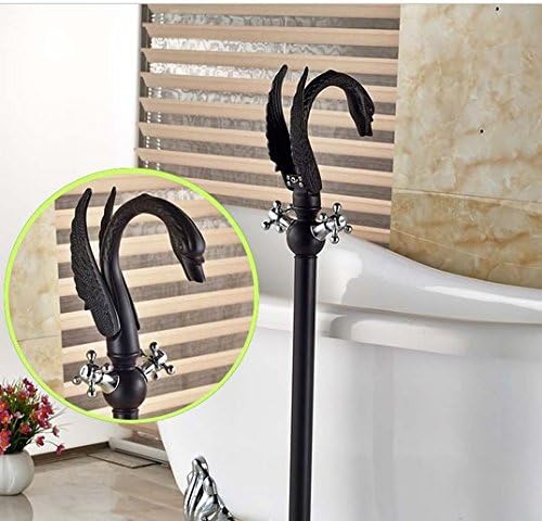 GOWE Creative Design Free Standing Bathtub Faucet Dual Handle Floor Mount Bathroom Tub Filler Swan Style