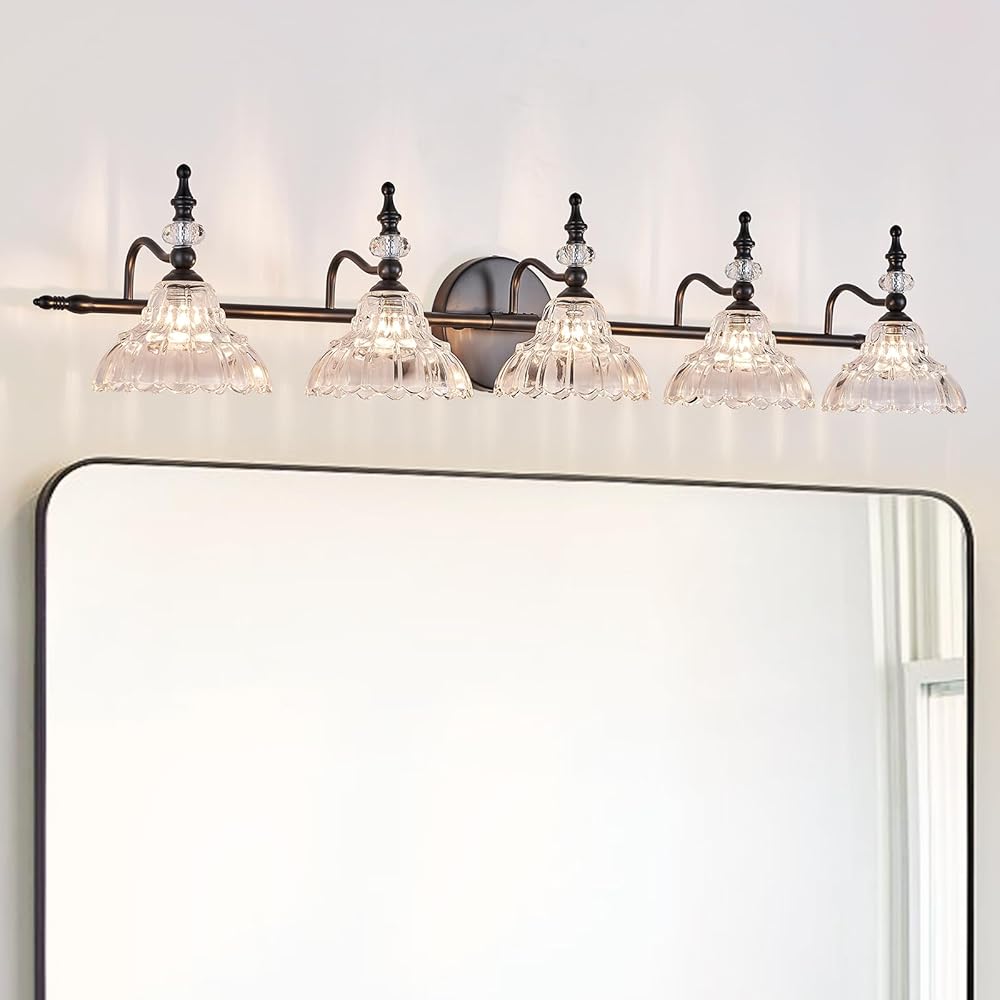 Bathroom Vanity Lights Bathroom Light Fixtures Over Mirror Matte Black 5 Lights Vanity Lighting Fixture Modern Wall Sconces Wall Light for Bedroom Dressing Room Living Room