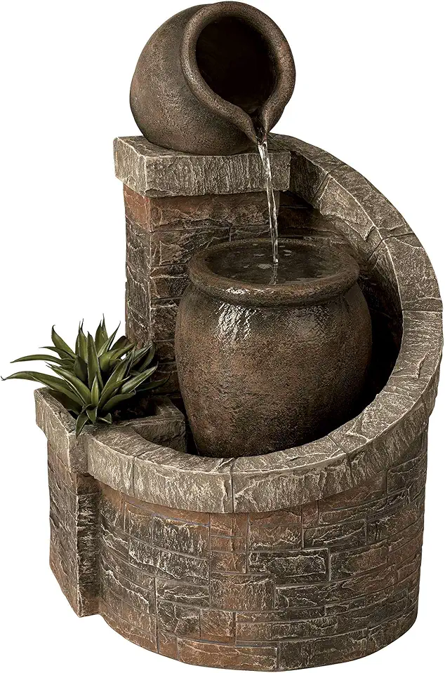 Verona Rustic Outdoor Floor Cascading Water Fountain 35