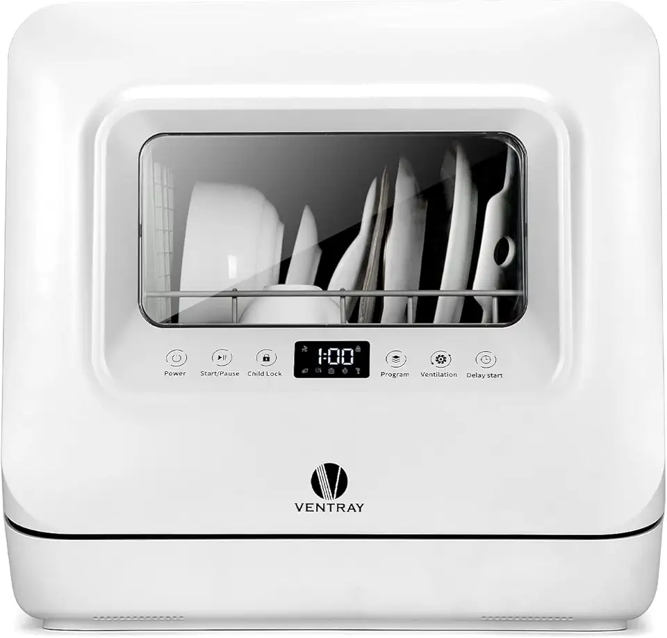 VENTRAY Countertop Portable Dishwasher Mini Compact with 5 Washing Programs Air Drying Function for Small Apartment Dorms RVs DW55AD