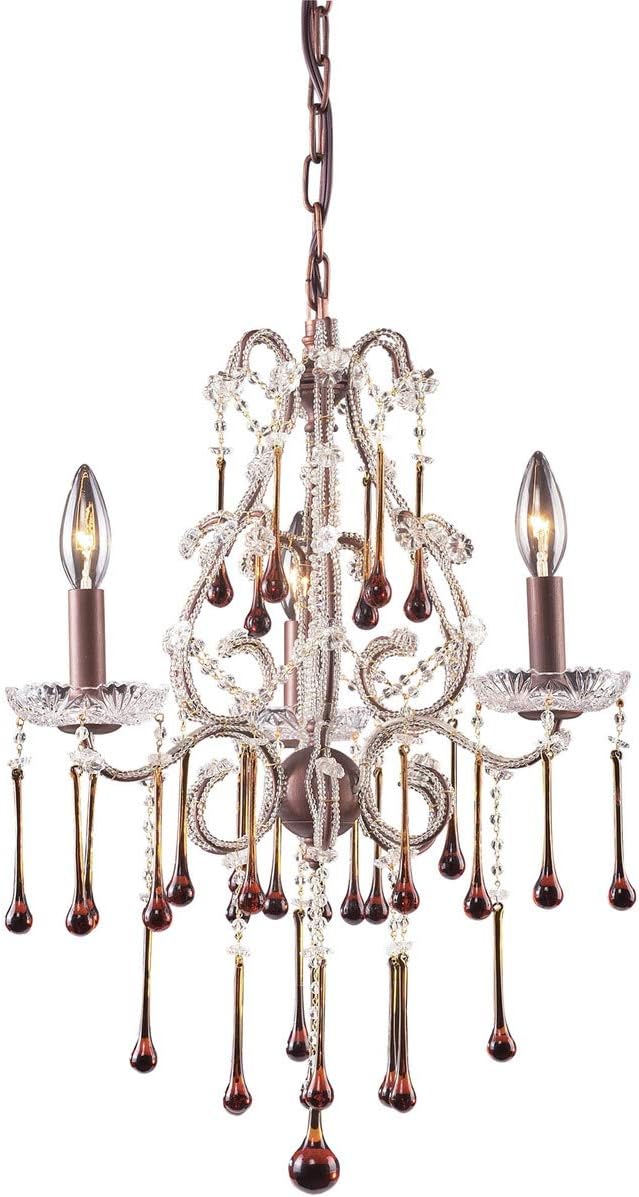 Elk 4011/3AMB 3-Light Chandelier in Rust and Amber Crystal