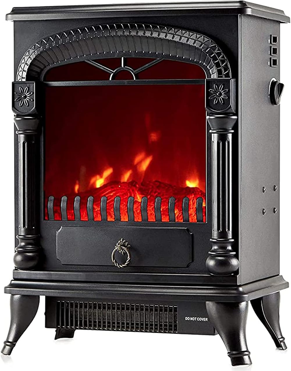 Electric Fireplace Stove Heater with Log Wood Burner Effect - 2000W with Fire Flame Effect, Arch Design,Freestanding Portable, Wood Burning LED Light