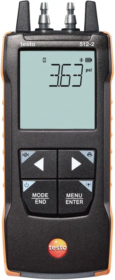Testo 512-2 Manometer for Differential Pressure – Gas Flow and Pressure Measurement on Heating Systems, Air Conditioning, and Ventilation – Digital Manometer 0 to +800 InH2O - App Connectivity