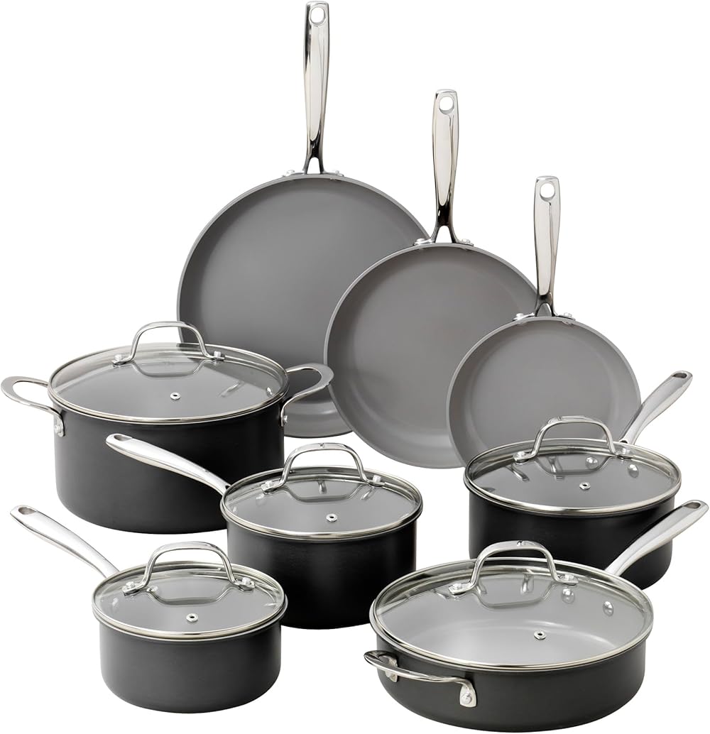 Granitestone 13 Pc Ceramic Pots and Pans Set Non Stick Cookware Set, Kitchen Cookware Sets, Pot and Pan Set, Hard Anodized Ceramic Cookware Set, Nonstick Cookware Set, Dishwasher Safe……