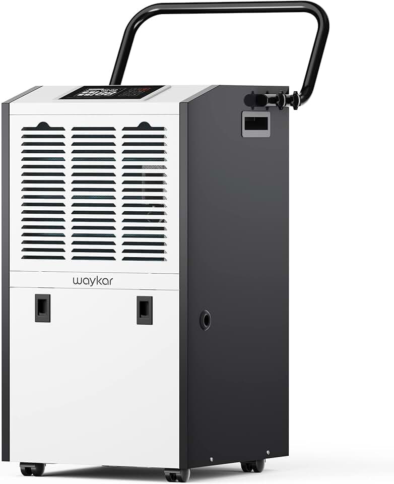 Waykar 155 Pints Large Commercial Dehumidifier with Drain Hose and Water Tank, Industrial Dehumidifier in Large Space up to 8000 Sq. Ft for Home, Basements, Whole House, Library, 5-Year Warranty