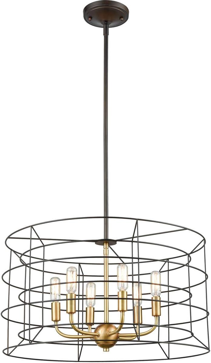 81386/6 Pendant Light, Oil Rubbed Bronze, Satin Brass