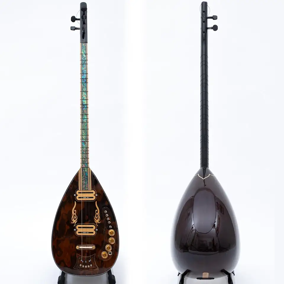 Electric Saz Baglama with M1 Pickups Blue Pearl with Ebony Pegs & Lesli Effect Turkish Electro Saz With free strings, picks and soft case