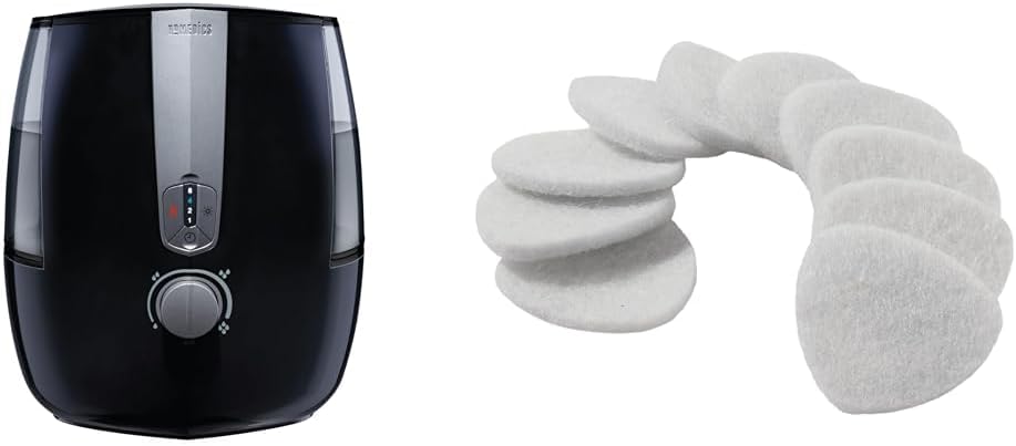 Homedics TotalComfort Plus Humidifier – Large Air Humidifiers for Bedroom, Plants & TotalClean Essential Oil Replacement Microfiber Pads, 10 Pack