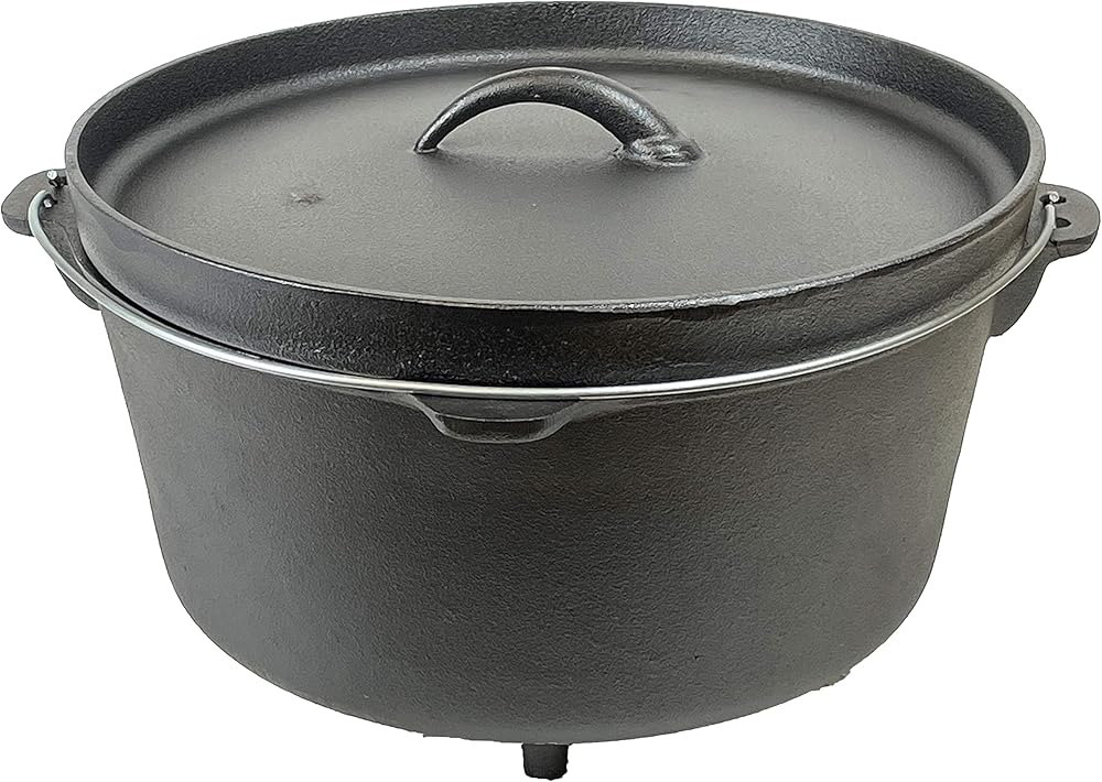 Cuisiland 20Qt DIA 17-inch Huge Pre-seasoned Cast iron Dutch oven with 3 Legs