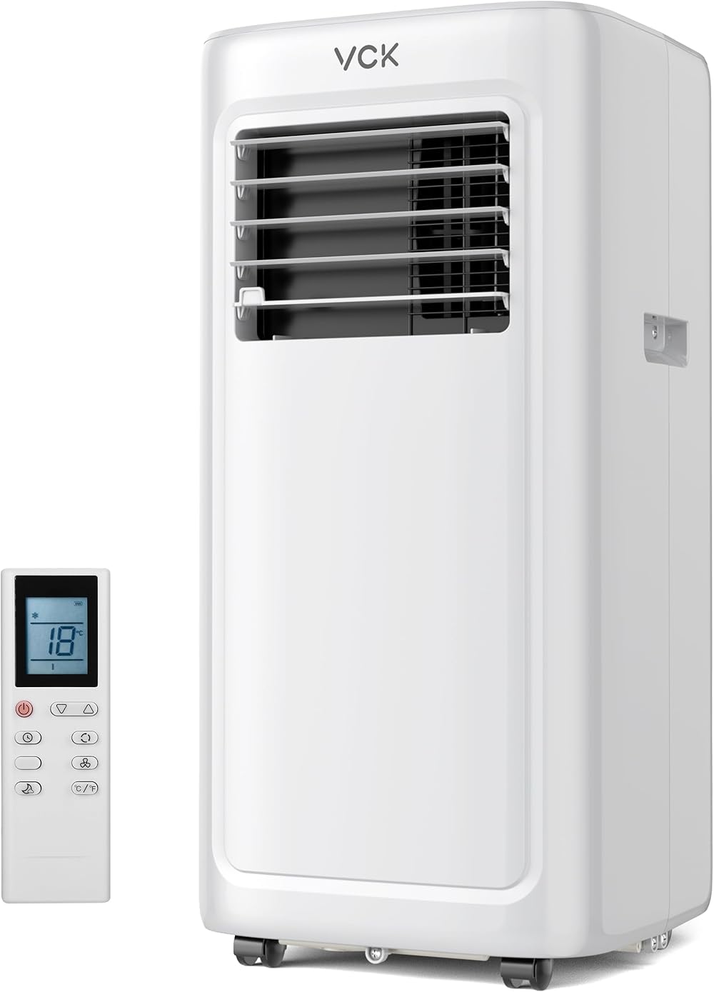 VCK Portable Air Conditioners,8000 BTU 4-in-1 AC Unit with Fan & Dehumidifier,Powerful Cools up to 350 sq.ft.with Side Handles& Casters,LED Display,48dB Quiet,Remote Control,Dehumidify,24H Timer