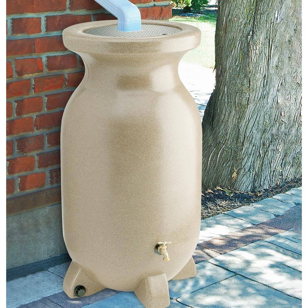 Koolatron RBSS-75 Koolscapes Stone-Look Rain Barrel 75 Gal. (285L) Beige, Eco-Friendly Gardening, Water Conservation