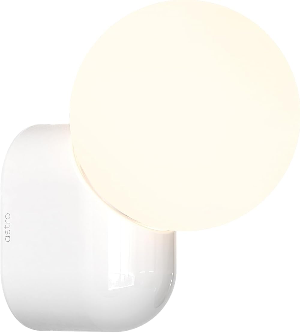Astro Lyra Wall Single, Dimmable Bathroom Wall Light, Damp Rated G9, Designed in Britain - 1472005-3 Years Guarantee, Gloss Glaze White