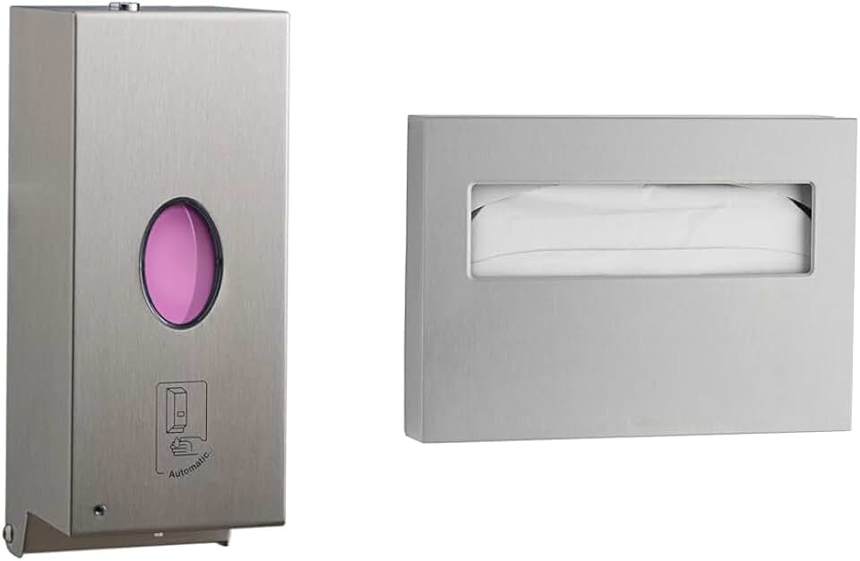 Bobrick Automatic 30oz Liquid Soap Dispenser & 250 Capacity Toilet Seat Cover Dispenser Bundle