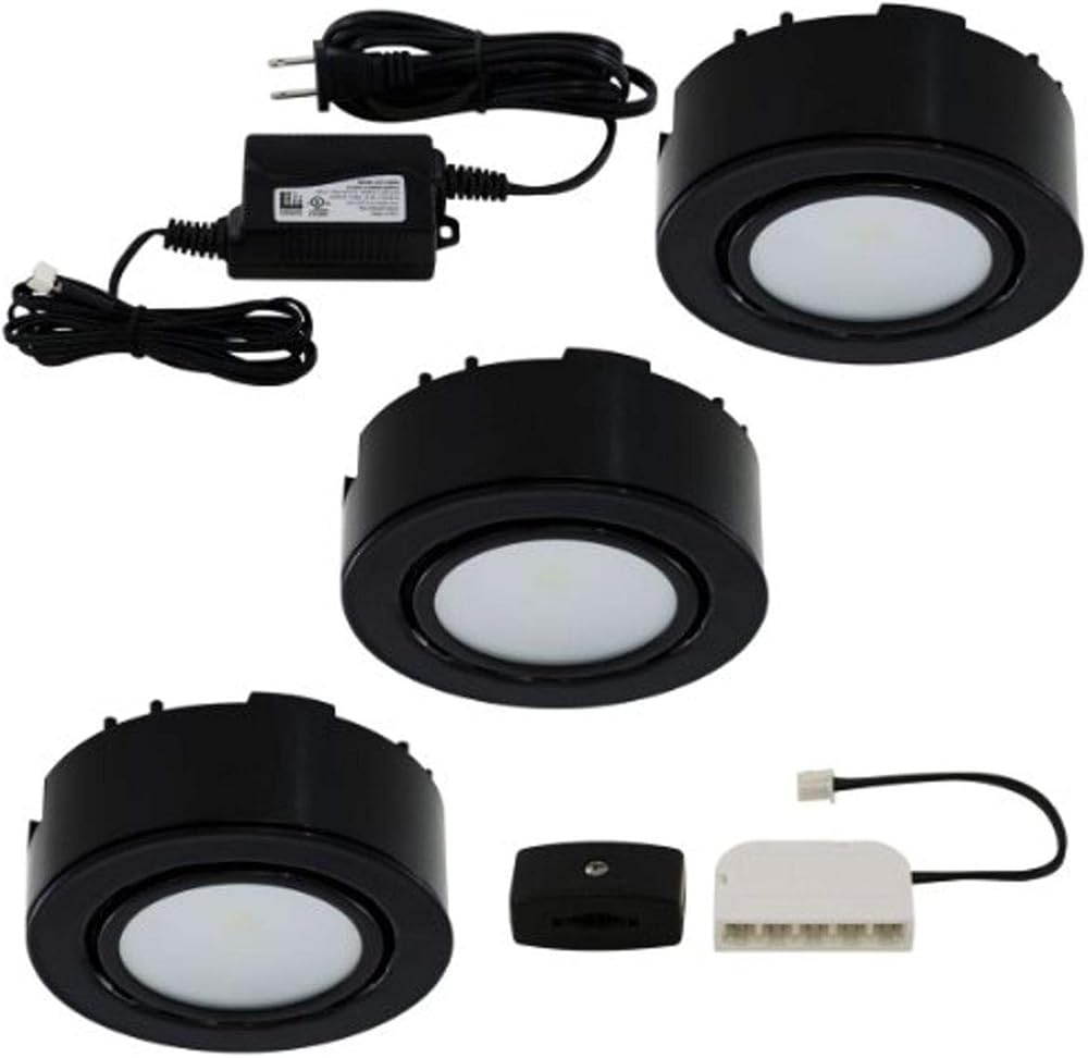 UCP-LED3-BK LED Three-Light Puck Kit, 12V, Black