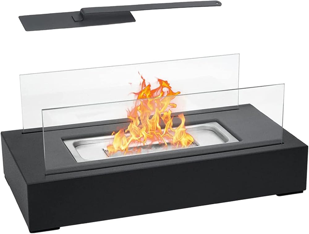 Rectangular Tabletop Fireplace, Portable Fire Bowl Pot, Flame Modeling Heater, Bioethanol Fire Pit, Ideal for Indoor/Outdoor Use