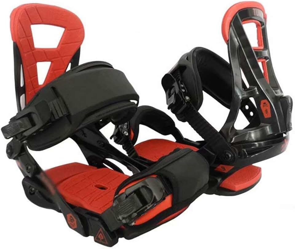 Outdoor Adjustable ski Shoes - Hiking Snowshoes Snow Shoes Ski Skates for Men and Women,Lightweight Snowshoes with Carrying Bag,Mini Ski Skates Ski Equipment（Black red） (Color : Large)